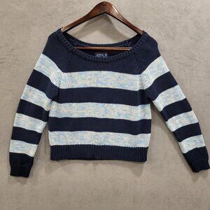 American‎ Eagle Striped Sweater Womens Large Cabincore Cozy Woodsy Cropped